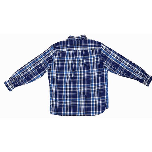 Chaps Plaid Button Down Shirt XL Blue Long Sleeve Cotton Blend Casual Preppy - Picture 2 of 7